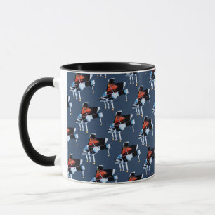 Taza Elegante acuarela piano patrón gris azul