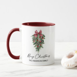 Taza Elegante acuarela Pines Calligraphy Ink Navidades