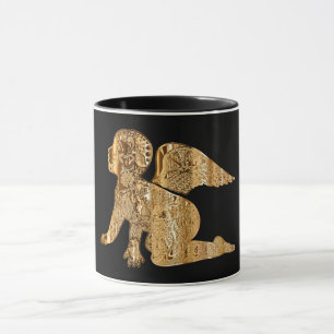 Taza Elegante Ángel dorado brillante negro y oro