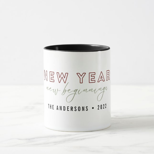 Taza Elegante Año Nuevo Comienzo Dos Personalizados de  (Centro)