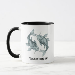 Taza Elegante arte de peces Koi en acuarela Estilo ja