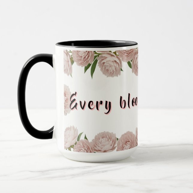 Taza Elegante Arte Floral de Peonía Grace (Izquierda)