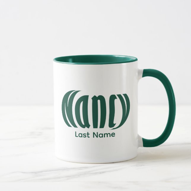 Taza Elegante arte "Nancy" personalizado en verde cazad (Derecha)