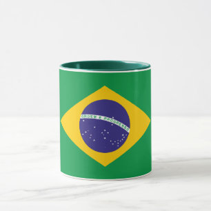 Taza Elegante bandera brasileña de época en cerámica