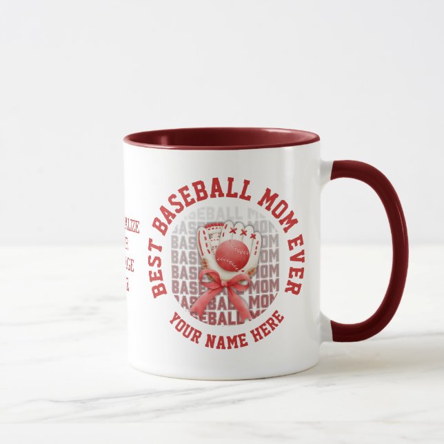Taza Elegante BASEBALL MOM Nombre personalizado Día de  (Derecha)