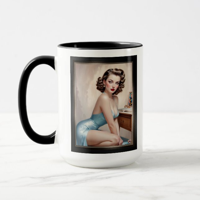 Taza Elegante Belleza Chica De Pin Up En Un Traje Satin (Izquierda)
