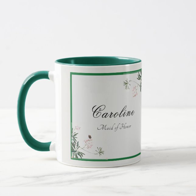 Taza Elegante Blossom Botánico Bridesmaid Mug (Izquierda)
