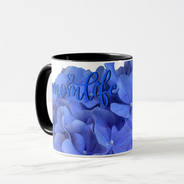 Taza Elegante Blue periwinkle hidrangeas florales (Anverso izquierdo)