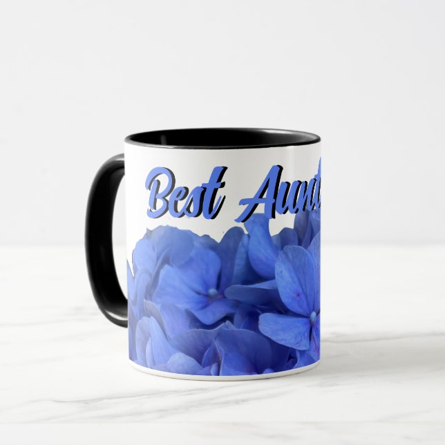 Taza Elegante Blue periwinkle hidrangeas florales (Anverso izquierdo)