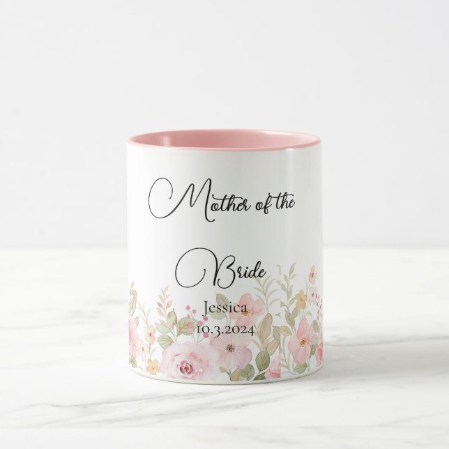Taza Elegante Boda floral Boda personalizado (Centro)