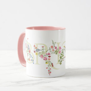 Taza elegante boda floral primavera NOVIA Despedida de 