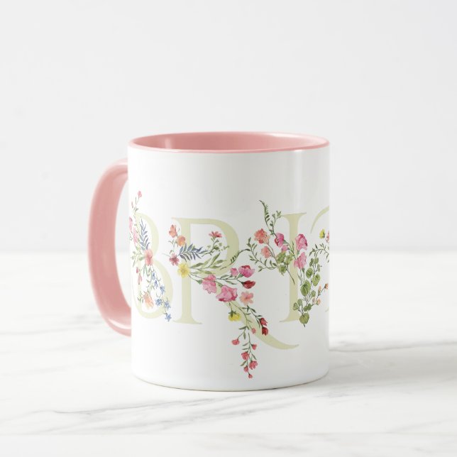Taza elegante boda floral primavera NOVIA Despedida de  (Anverso izquierdo)