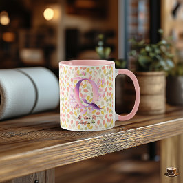 Taza Elegante Boho Moda Floral Monograma Mug - Q