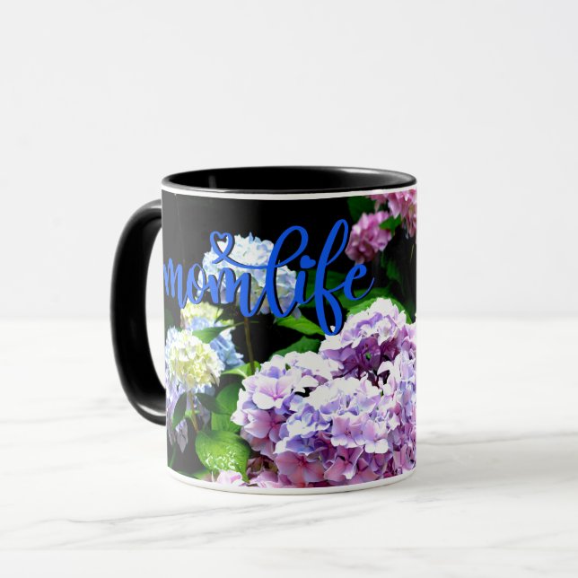 Taza Elegante boho rosa morado azul floral Mejor Mamá N (Anverso izquierdo)