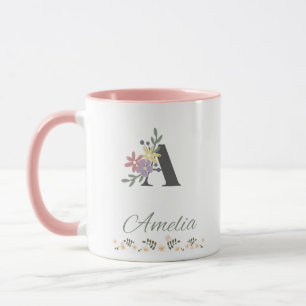 Taza Elegante café con flores rosadas de Amelia
