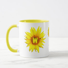 Taza Elegante café de girasol (Nombre y Monograma)