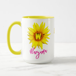 Taza Elegante Café Floral De Girasol (Su Nombre)