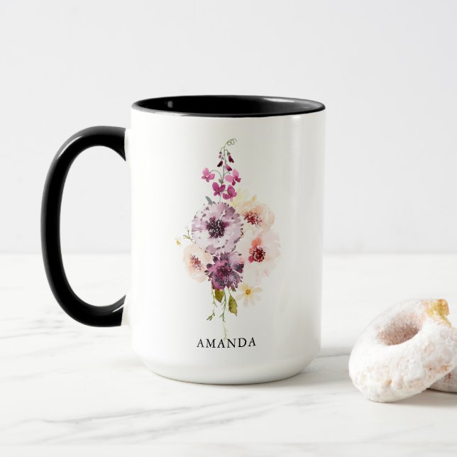 Taza Elegante café personalizado Mug - acuarela (Con donut)