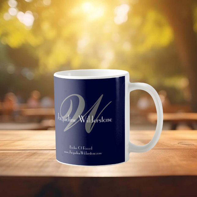 Taza Elegante café Realtor Profesional Moda Monograma (Professional Realtor Mug.)