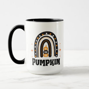Taza Elegante calabaza negra y naranja y Arcoíris