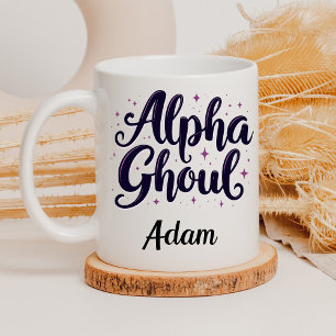 Taza Elegante caligrafía de Halloween con el nombre "Al