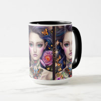 Elegante Chica de mariposa de fantasía con collar