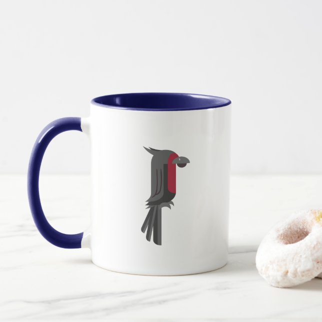 Taza Elegante Cockatoo de palma negra (Con donut)