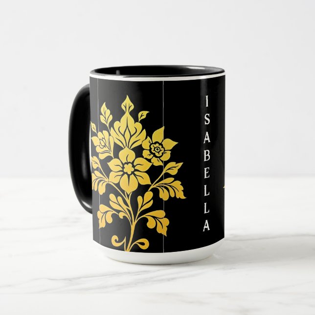 Taza Elegante Colección de Lujo Floral Popular (Anverso izquierdo)
