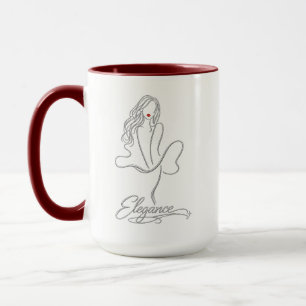 Taza Elegante Combinación de Mujer con Labios Rojos en