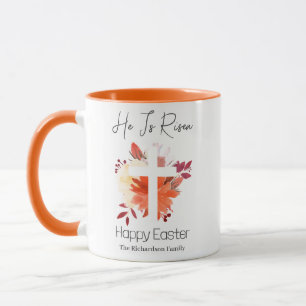 Taza Elegante Cruz cristiana de la caligrafía floral de