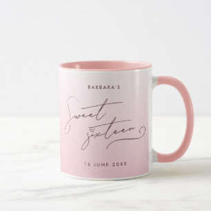Taza Elegante Desvanecido Rosa Rubor con Letra Script C