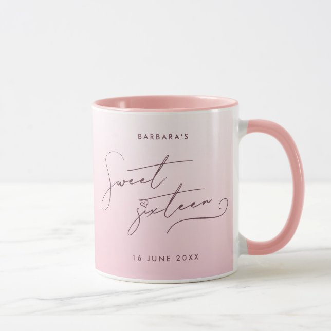 Taza Elegante Desvanecido Rosa Rubor con Letra Script C (Derecha)