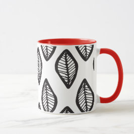 Taza Elegante dibujo a mano hoja Patrón tribal indio