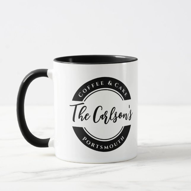Taza Elegante dirección de caligrafía moderna blanca y  (Izquierda)
