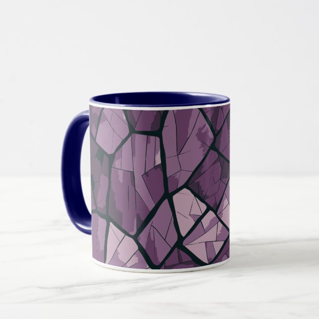 Taza Elegante Diseño de Vidrio Manchado Geométrico Púrp (Anverso izquierdo)