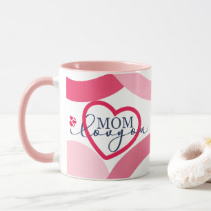 Taza Elegante diseño Textos Mamá te amo con el corazón