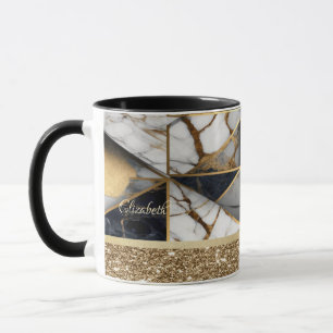 Taza Elegante dorado negro geométrico mármol