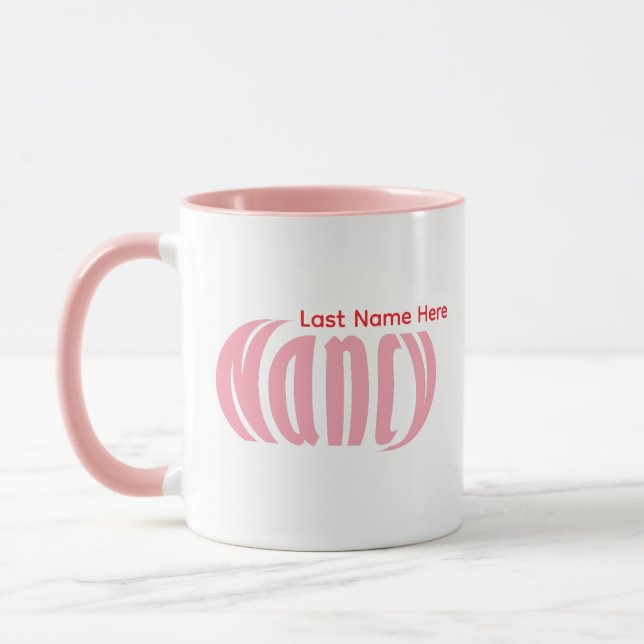 Taza Elegante, dulce "Nancy" personalizada en rosa past (Izquierda)