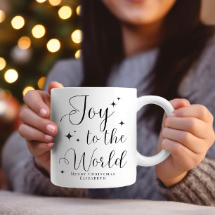 Taza Elegante escritura Joy to The World Feliz Navidad 