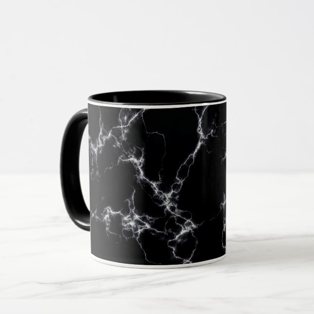 Taza Elegante estilo de mármol4 - Blanco y negro (Anverso izquierdo)