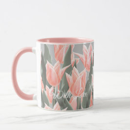 Taza Elegante Familia Nombre Monograma Pintura De Tulip