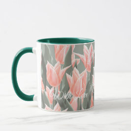 Taza Elegante Familia Nombre Monograma Pintura De Tulip
