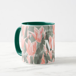 Taza Elegante Familia Nombre Monograma Pintura De Tulip