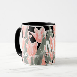Taza Elegante Familia Nombre Monograma Pintura De Tulip