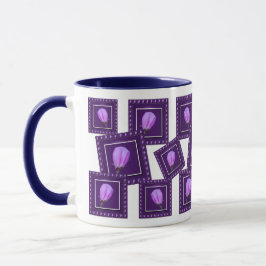 Taza Elegante Flor de Floración Primaveral Rosa y Púrpu