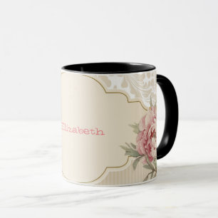 Taza Elegante Floral Damask Rosas Chic