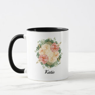 Taza Elegante Floral de Acuarela Rosa Rubor