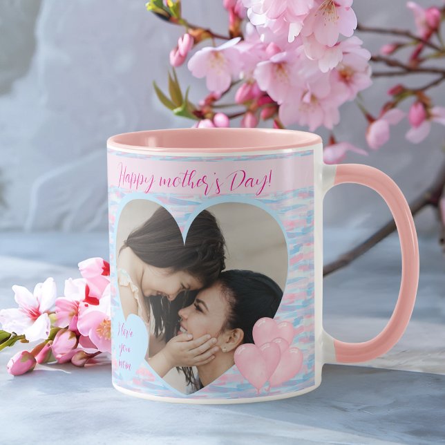 Taza Elegante foto personalizada del corazón del Día de (Elegant Personalized Mother’s Day Heart Photo Mug)