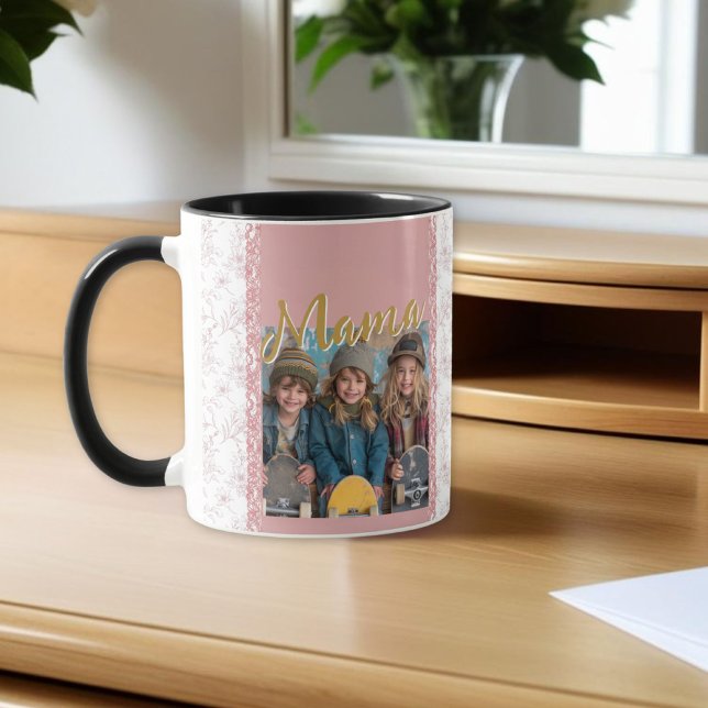 Taza Elegante  fotográfica versus Día de la Madre rosa (Subido por el creador)