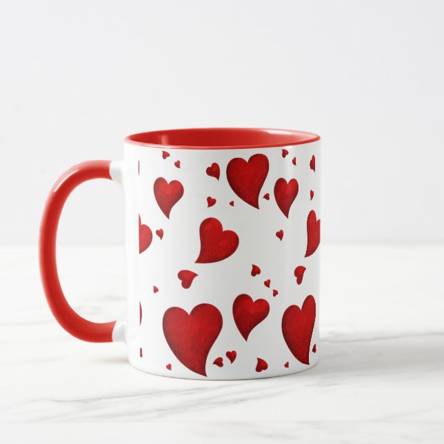 Taza Elegante Glam Elegante Trendy Red Heart valentine (Izquierda)